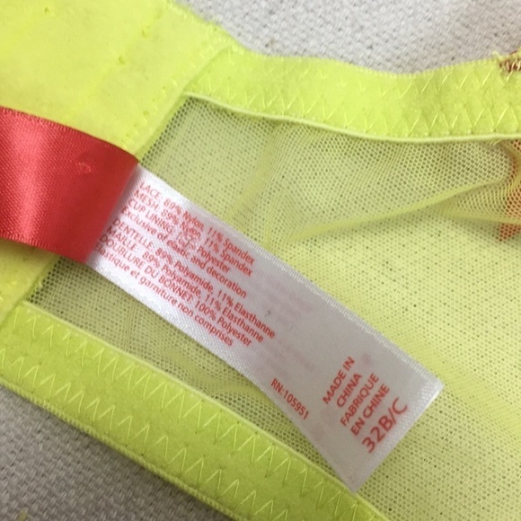 Josie Natori Bardot Lace Bra citrus Yellow  32b/c - Picture 9 of 11